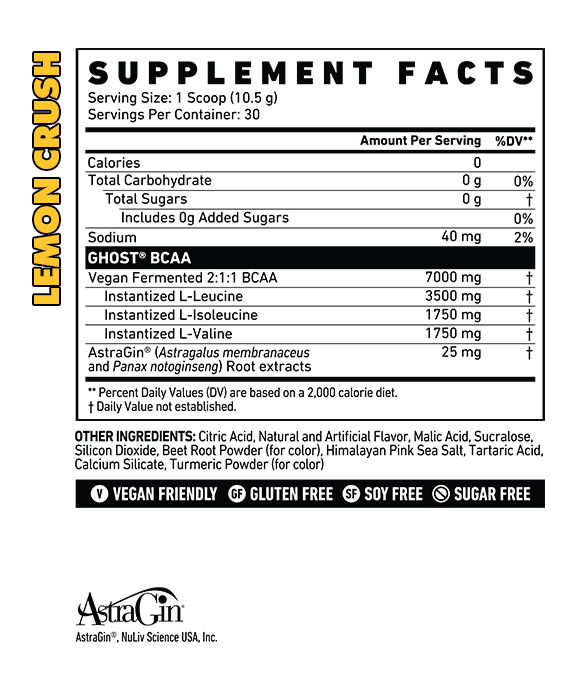 Ghost BCAA Nutritional Information