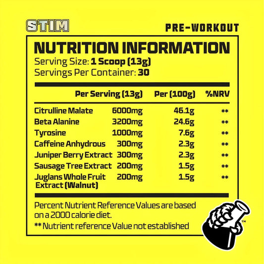 Beast Pharm Stim Pre-Workout Nutrition Facts