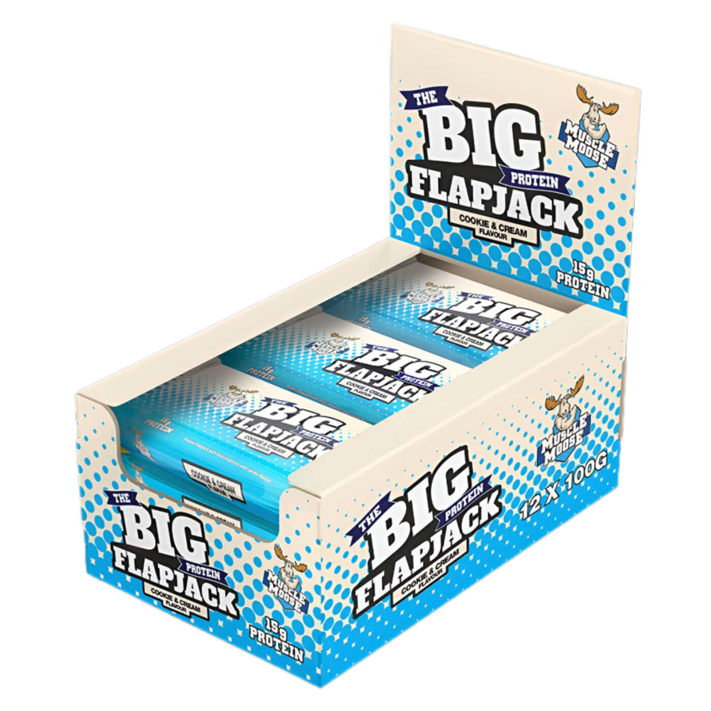 Muscle Moose Big Protein Flapjacks Size: 12 x 100g Flavour: Chocolate