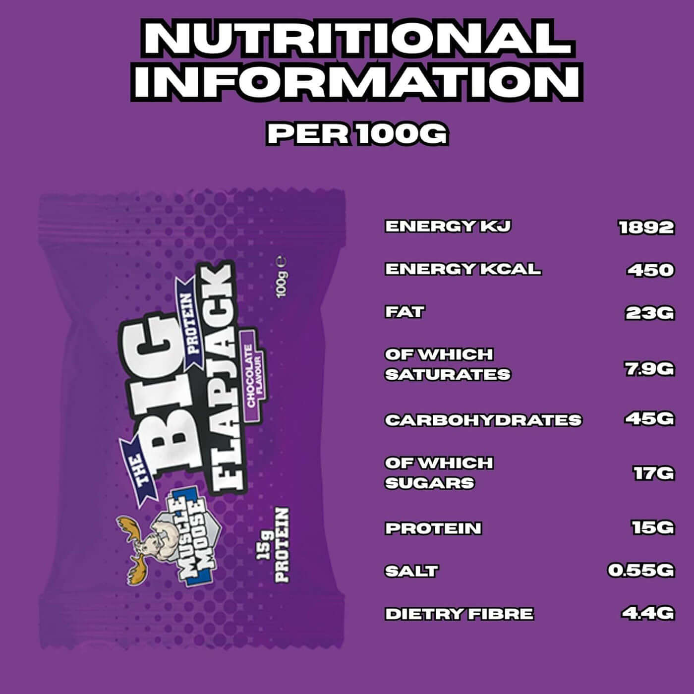 Muscle Moose Big Protein Flapjacks Nutrition Facts