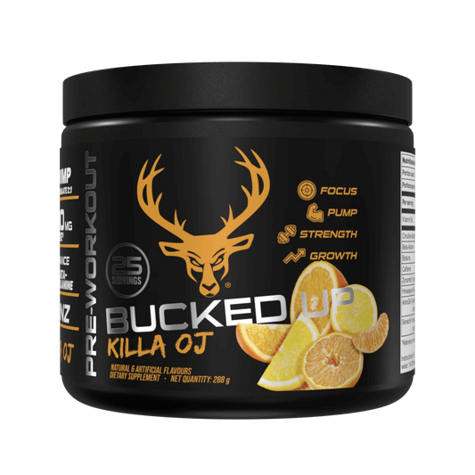 Bucked Up Pre Workout Size: 25 Svgs Flavour: Killa OJ