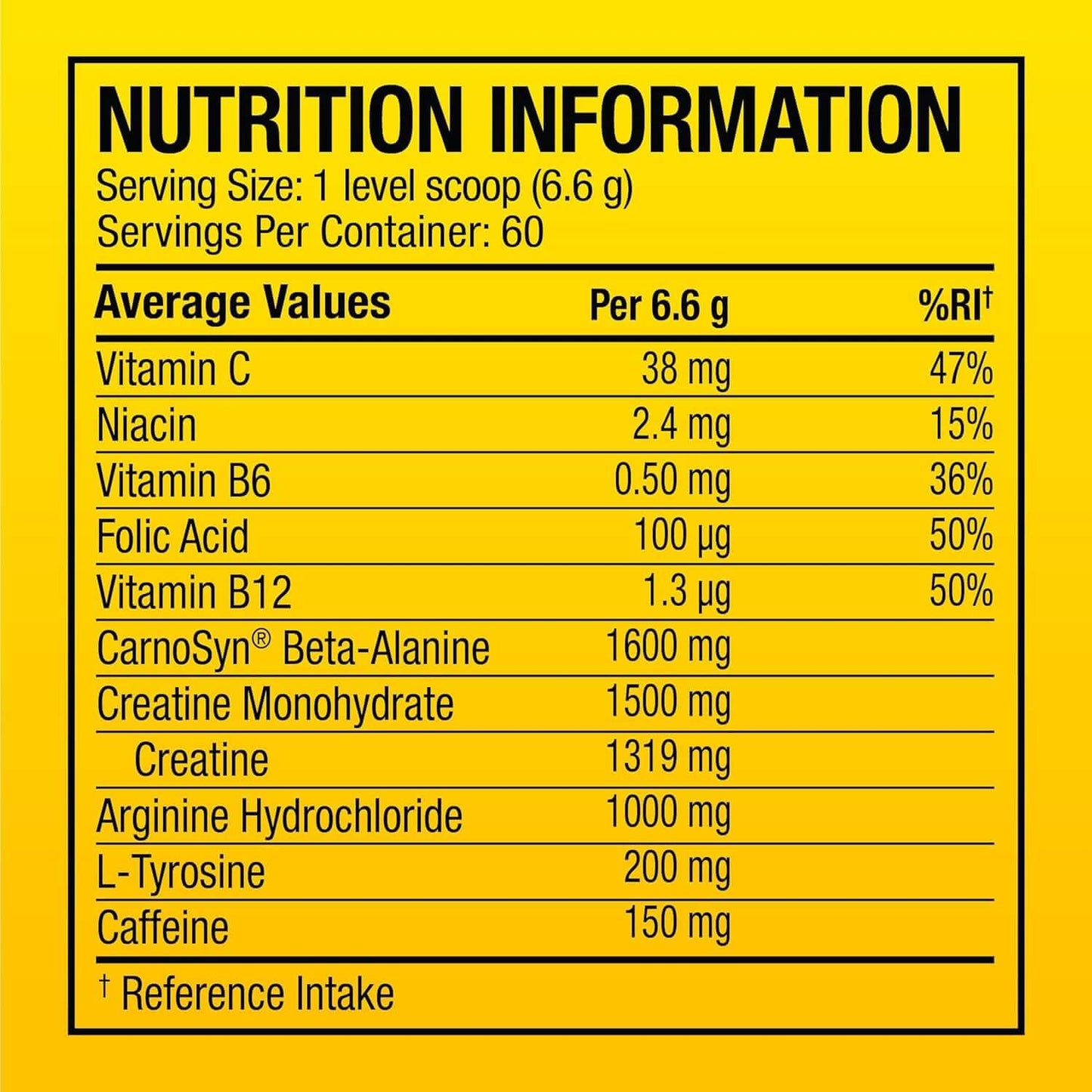 Cellucor C4 Original Nutrition Facts