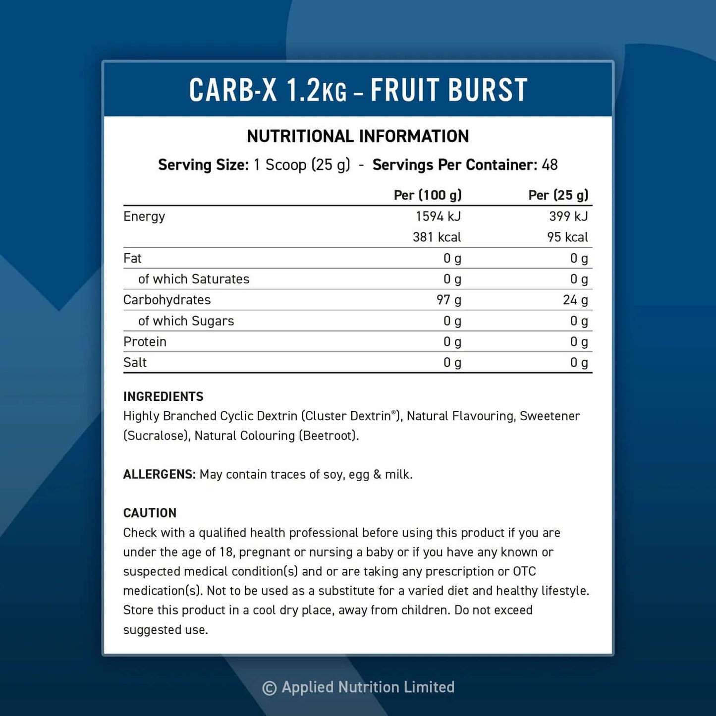 Applied Nutrition Carb-X Nutrition Facts
