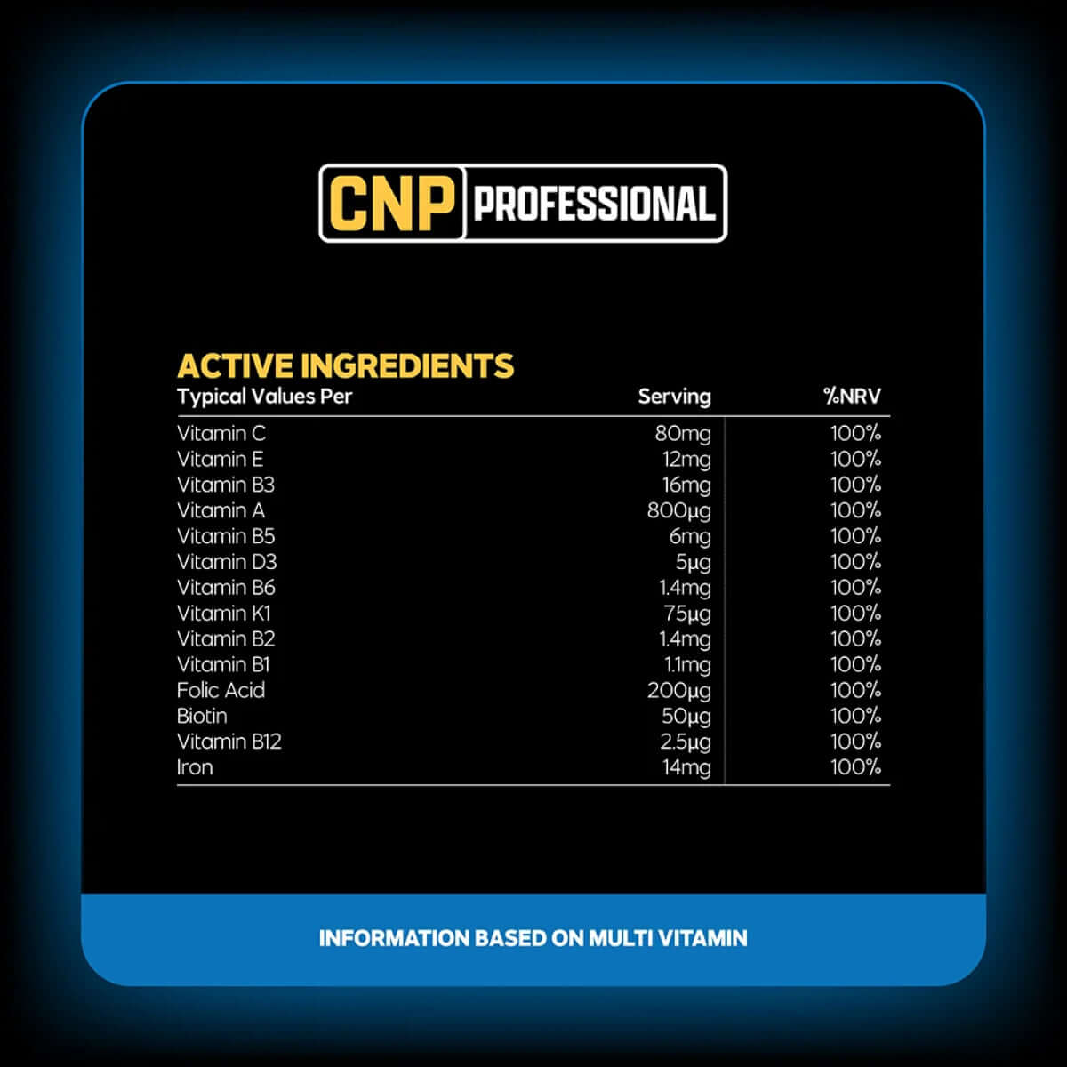 CNP Multi Vitamin Nutrition Facts