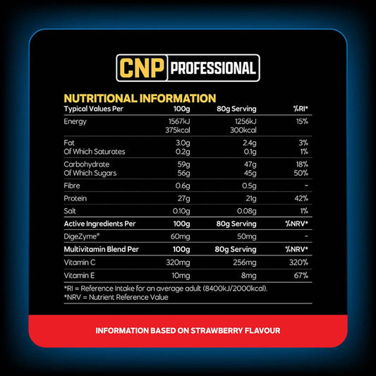 CNP Pro Recover Nutrition Facts