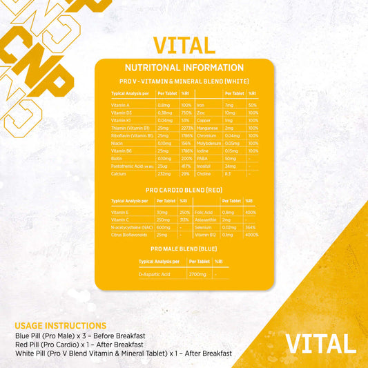 CNP Pro Vital + Nutrition Facts