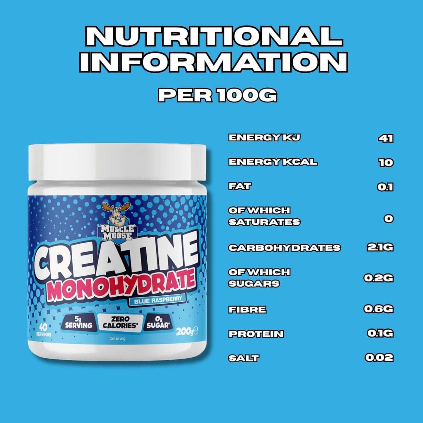 Muscle Moose Flavoured Creatine Nutritional Information