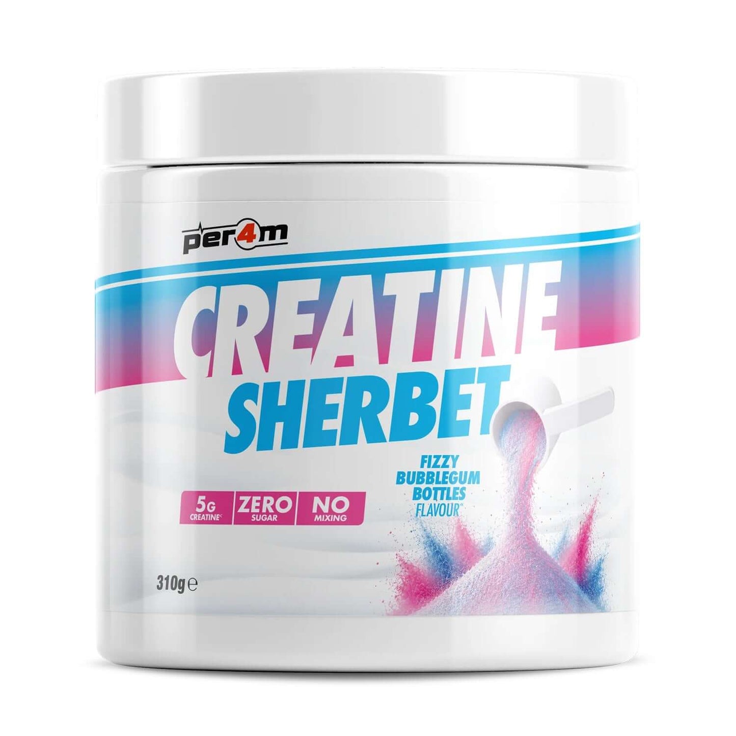 Per4m Creatine Sherbert Size: 310g Flavour: Fizzy Bubblegum Bottles