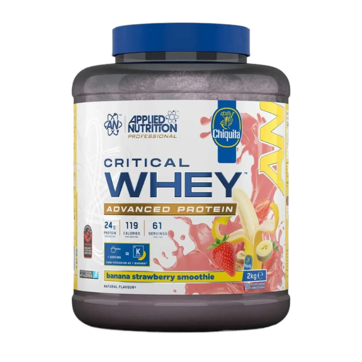 Applied Nutrition Critical Whey Size: 2kg Flavour: Chiquita Banana Strawberry