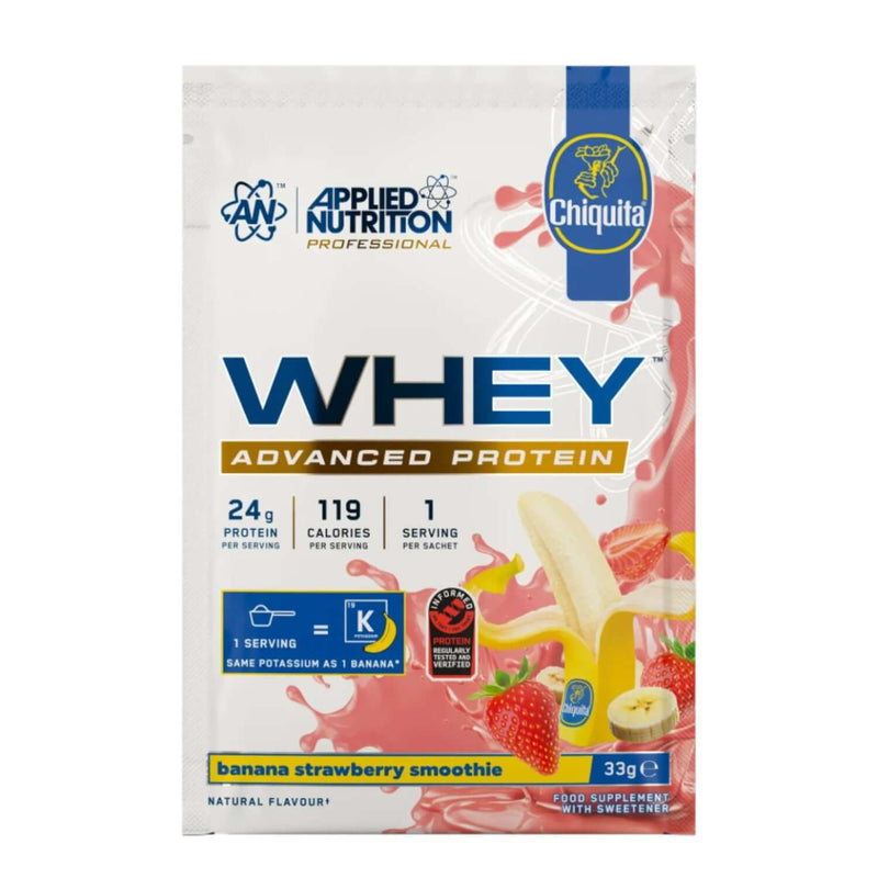 Applied Nutrition Critical Whey Sample Sachet Size: 33g Flavour: Chiquita Banana Strawberry