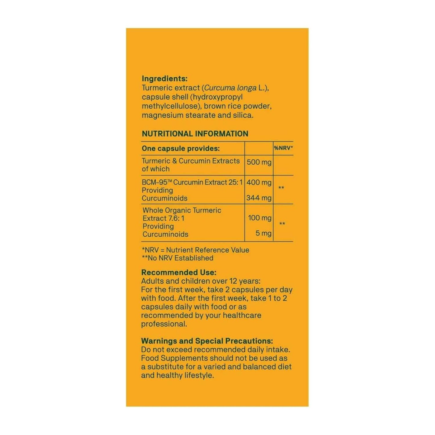 Natroceutics Curcumin Complete Nutrition Facts
