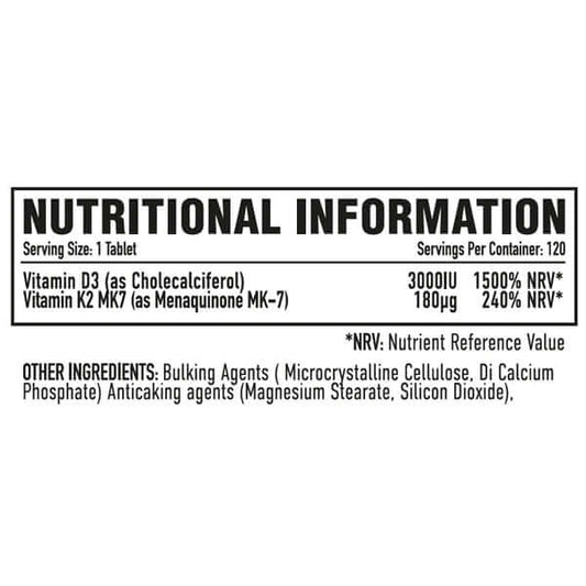 Per4m D3 Plus K2 Nutrition Facts