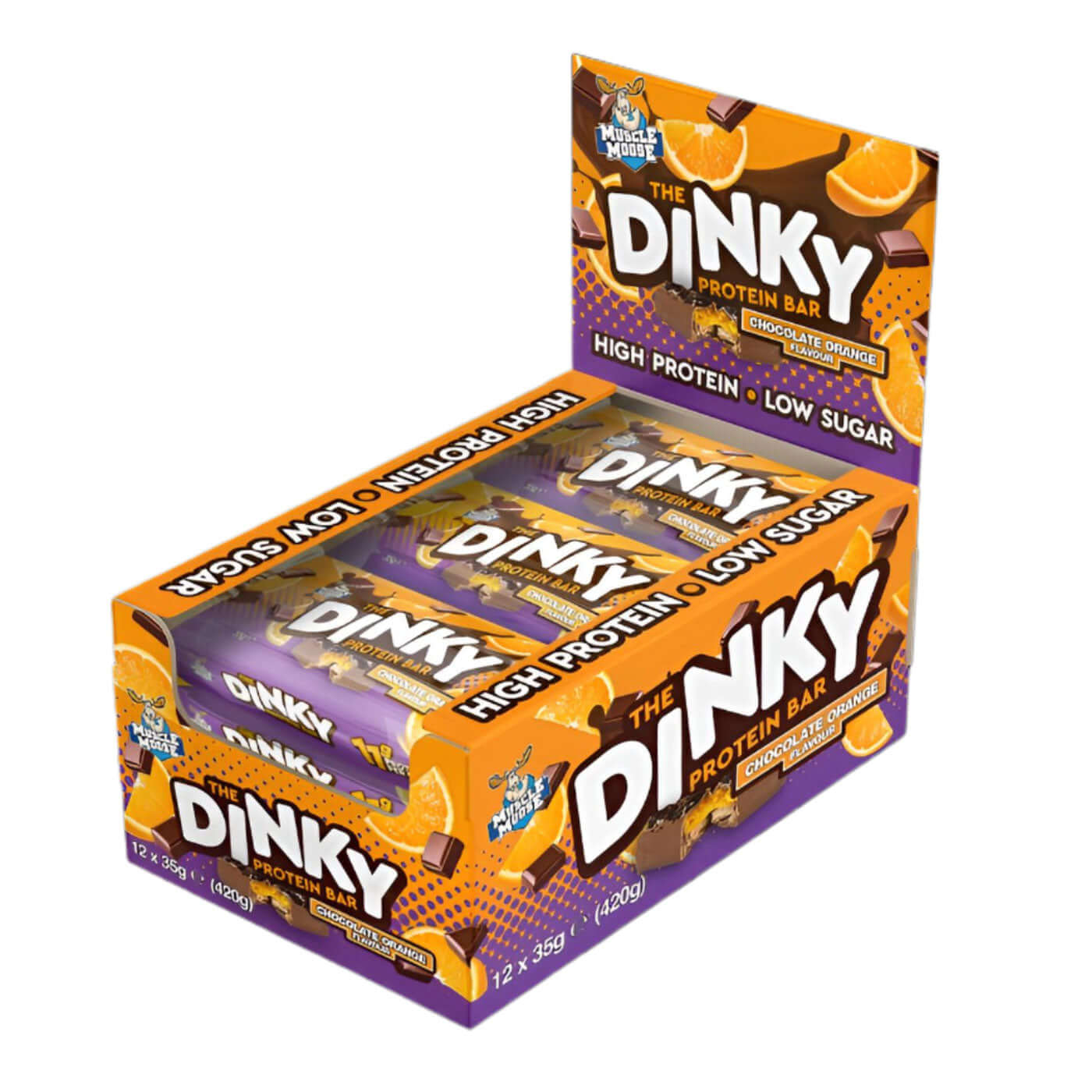 Muscle Moose Dinky Protein Bars Size: 12 x 35g Flavour: Chocolate Donut