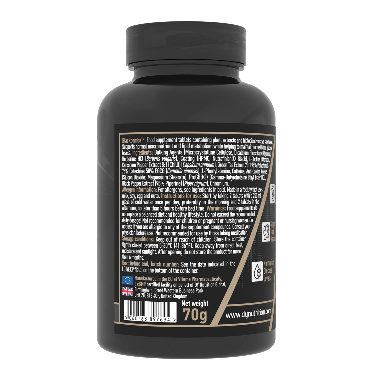DY Nutrition Black Bombs Label Information