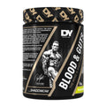 DY Nutrition Blood & Guts Pear-Kiwi pre-workout supplement. Features Dorian Yates, 6x Mr. Olympia, on the label. 380g.