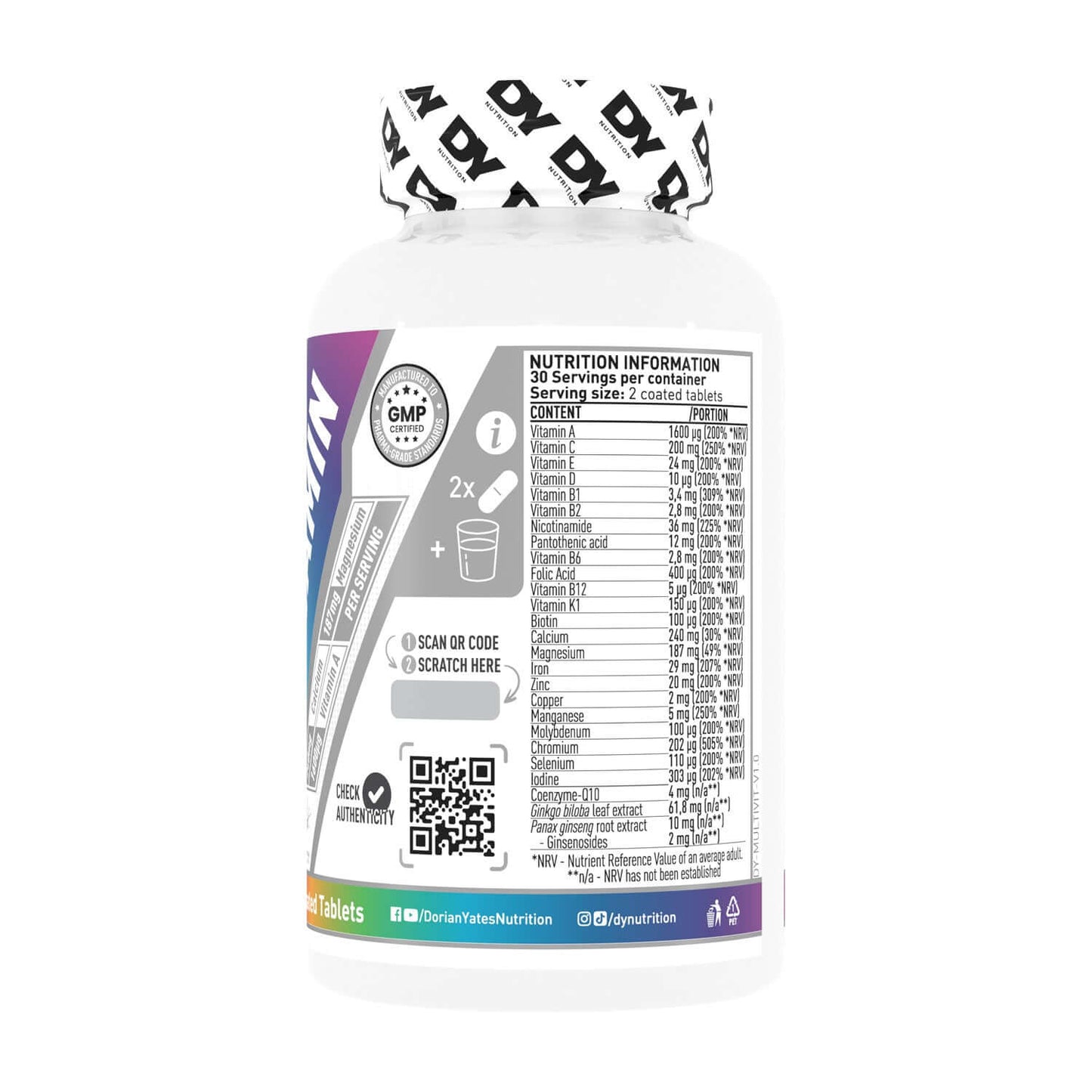 Dorian Yates Nutrition Multivitamin Complex Nutrition Facts