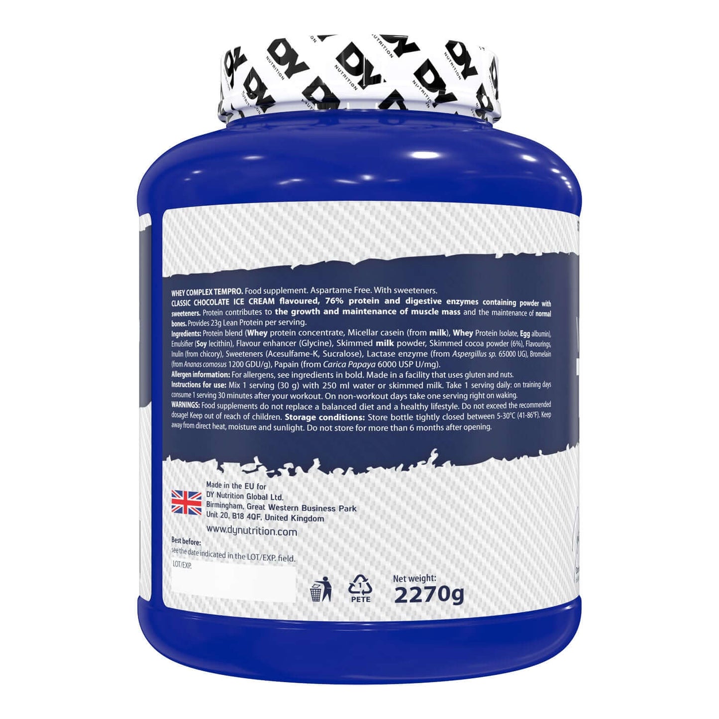 Dorian Yates Nutrition Whey Complex Tempro Product Label