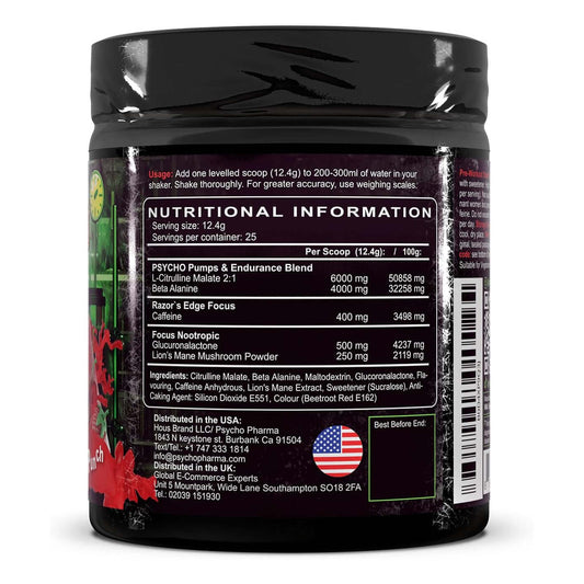 Psycho Pharma Edge Of Insanity Pre Workout Nutrition Facts