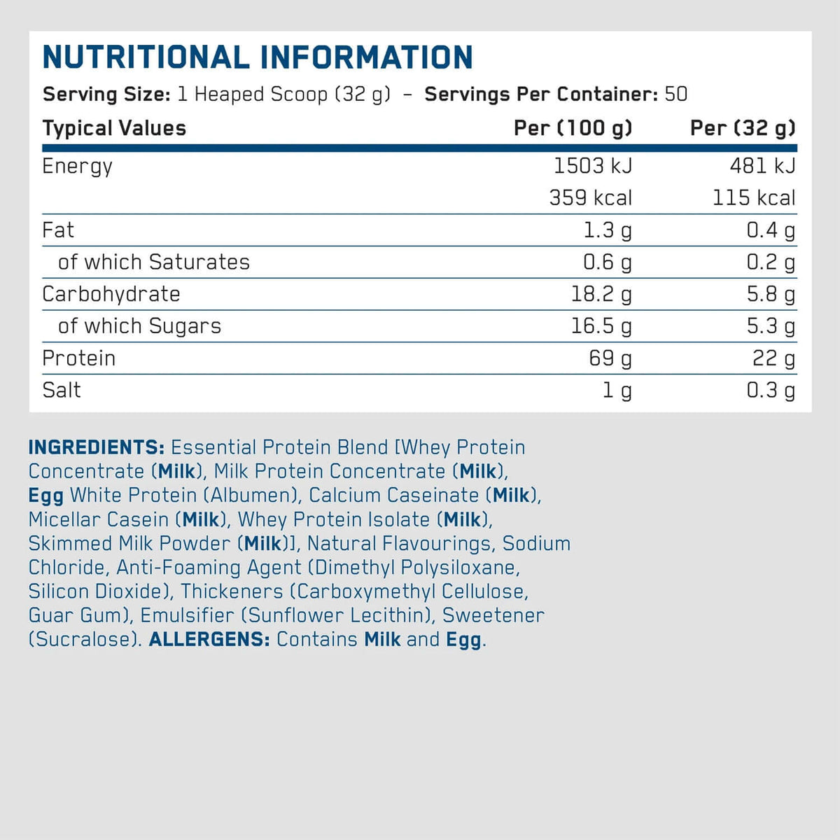 Applied Nutrition Essential Protein Nutrition Facts