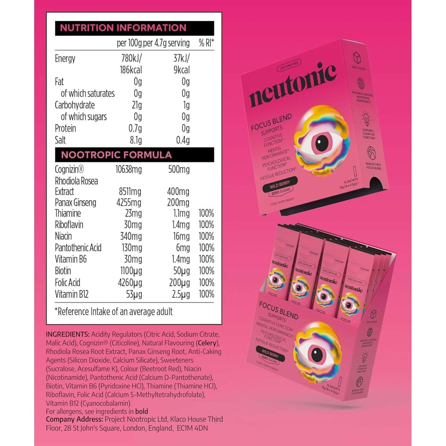 Neutonic Focus Blend Nutrition Facts