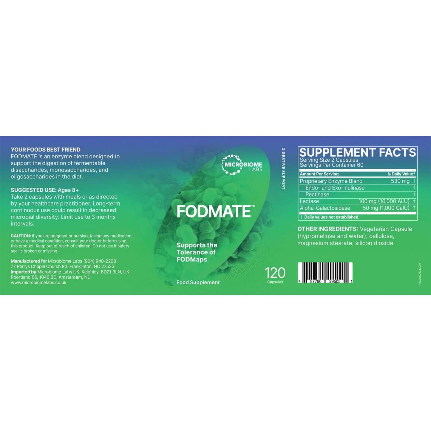 Microbiome Labs FODmate Product Label