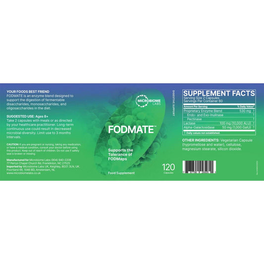 Microbiome Labs FODmate Product Label