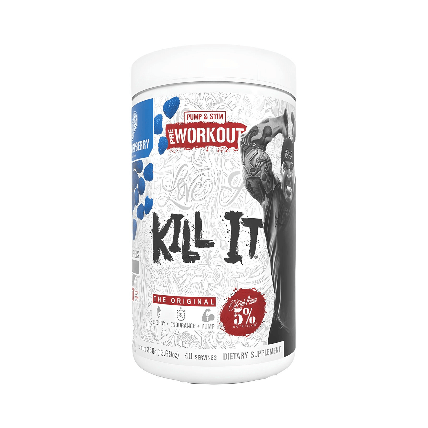 Rich Piana 5% Nutrition Kill It Size: 40 Svgs Flavour: Blue Raspberry