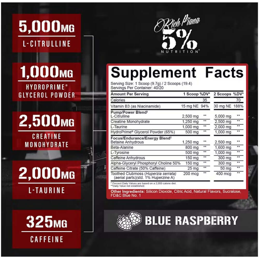 Rich Piana 5% Nutrition Kill It Nutrition Facts