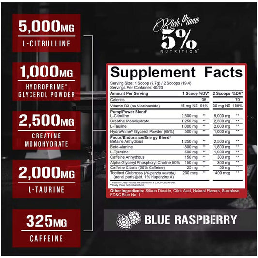 Rich Piana 5% Nutrition Kill It Nutrition Facts