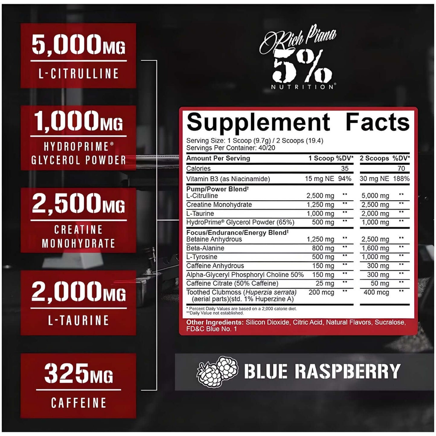 Rich Piana 5% Nutrition Kill It Nutrition Facts