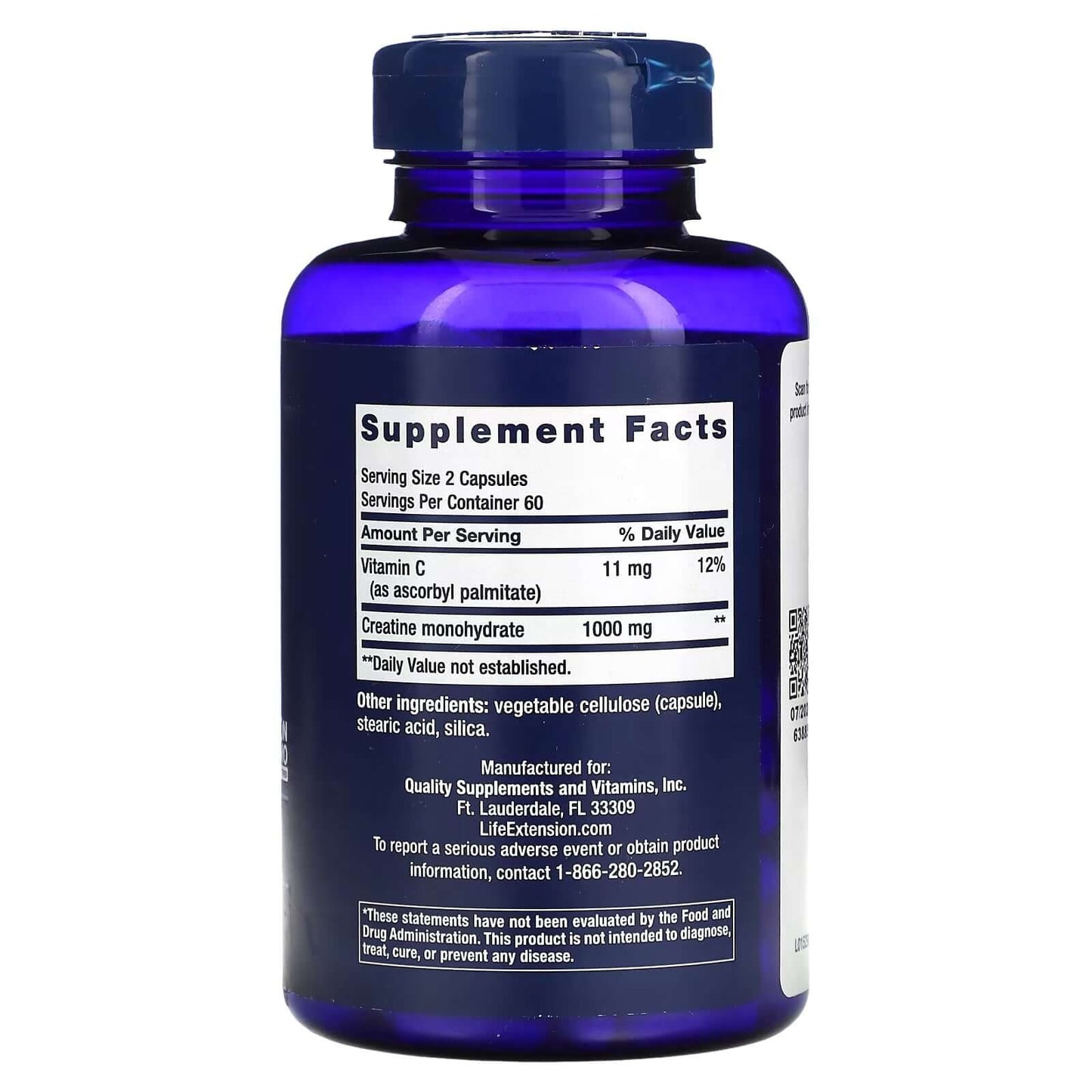 Life Extension Creatine Capsules Nutrition Facts