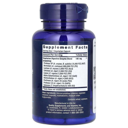 Life Extension Enhanced Super Digestive Enzymes Nutrition Facts