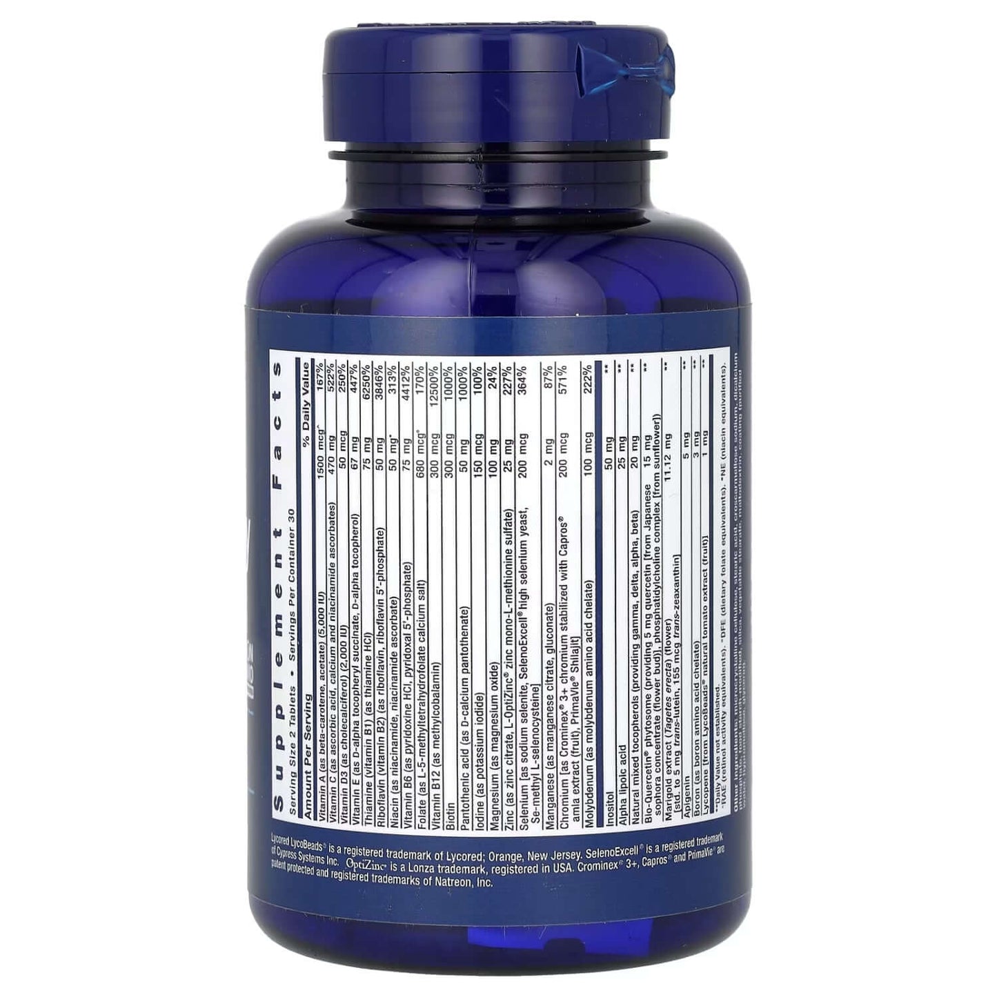 Life Extension Two Per Day Nutrition Facts
