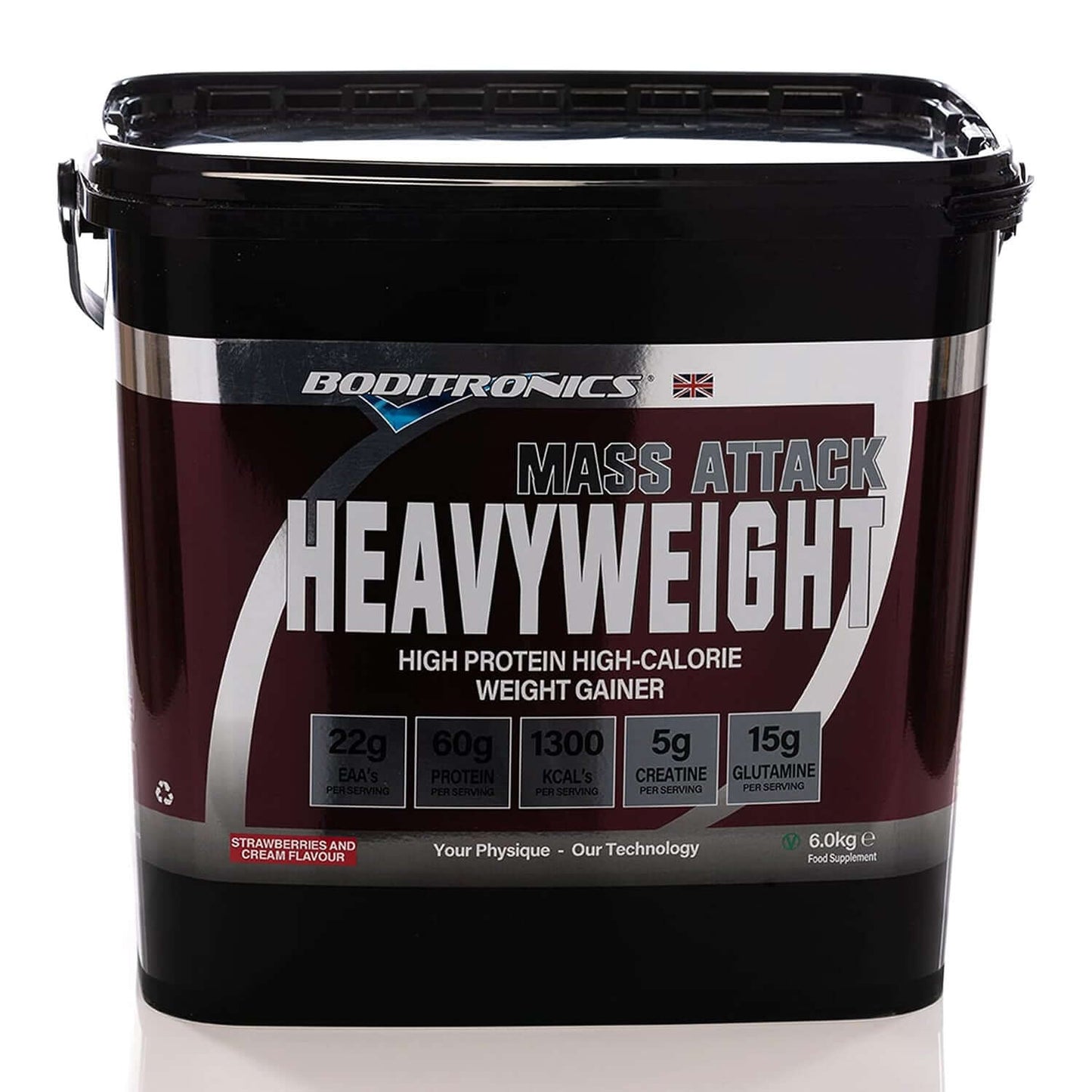Boditronics Mass Attack Heavyweight Size: 6kg Flavour: Strawberries & Cream
