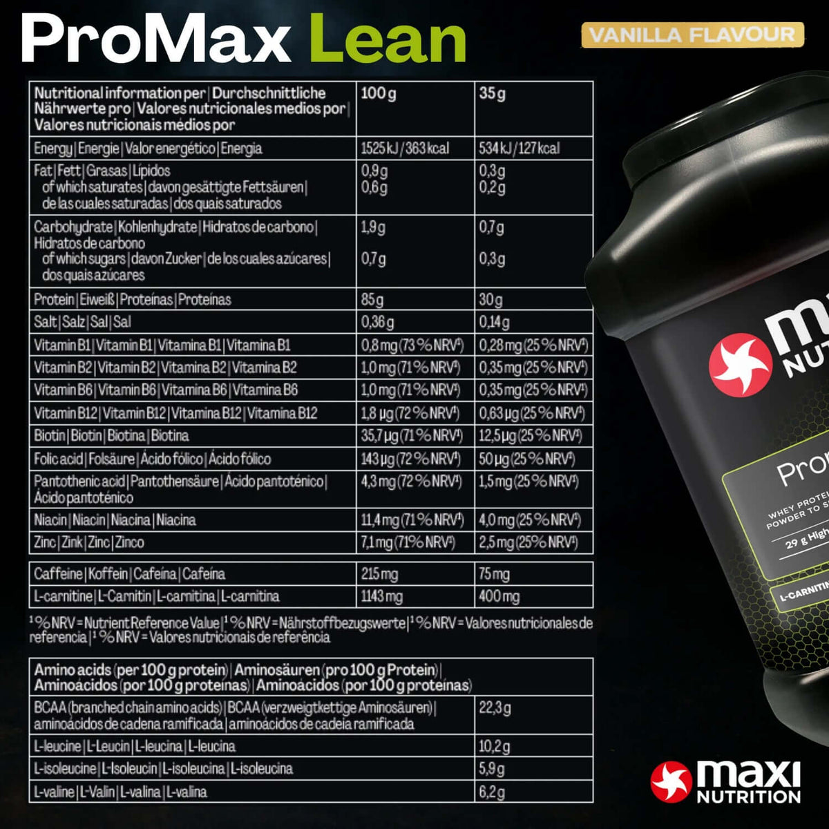 Maxi Nutrition Promax Lean Nutrition Facts