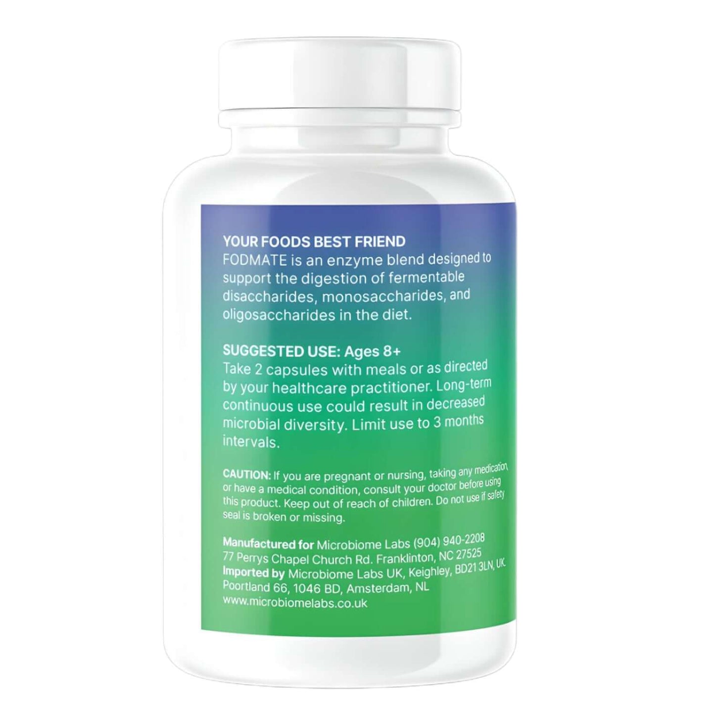 Microbiome Labs FODmate Label
