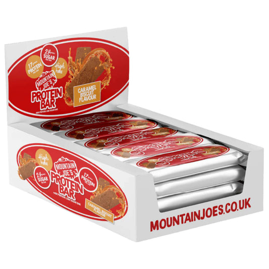 Mountain Joe's Protein Bars Size: 12 x 55g Flavour: Caramel Biscuit