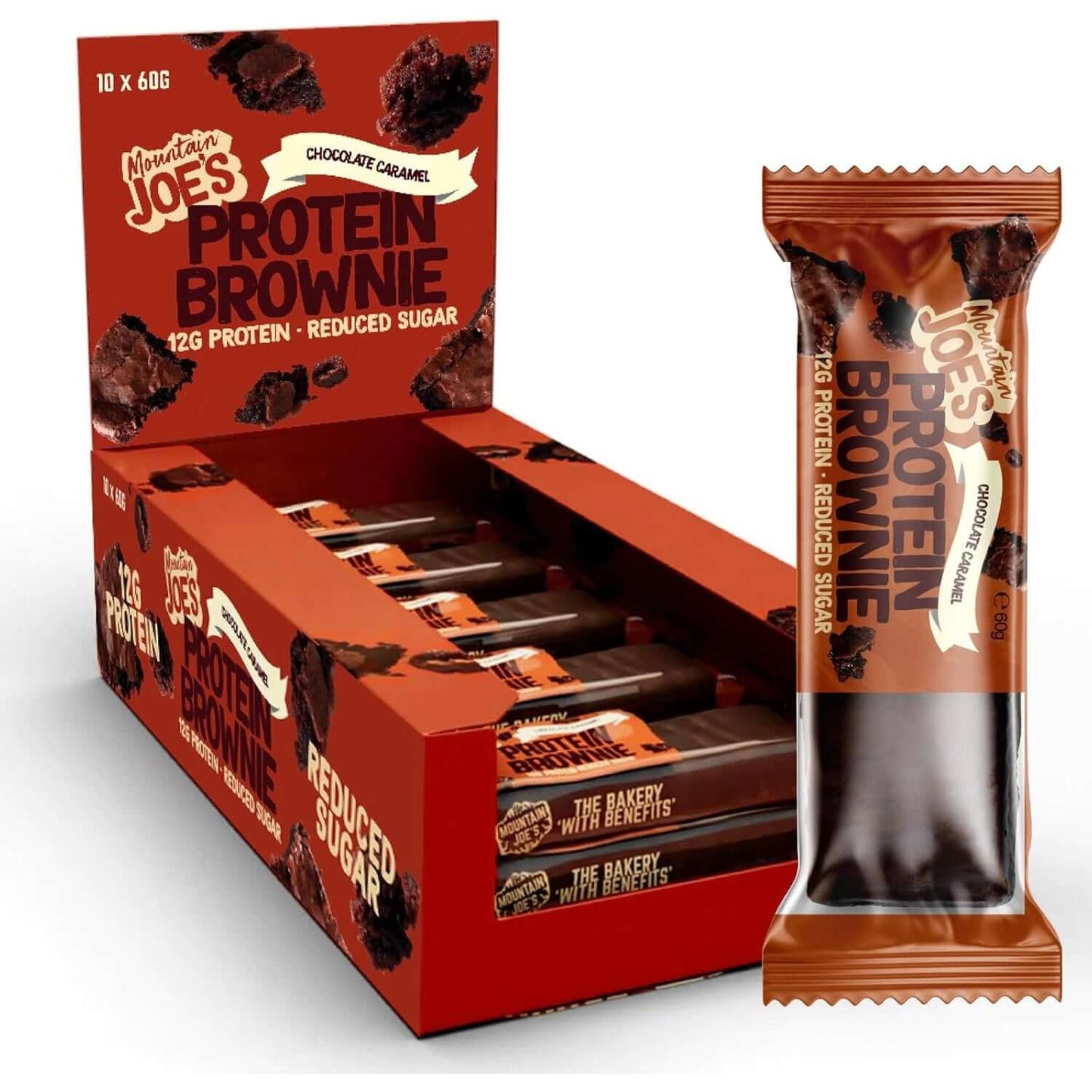Mountain Joe's Protein Brownies Size: 10 x 60g Flavour: Chocolate Caramel