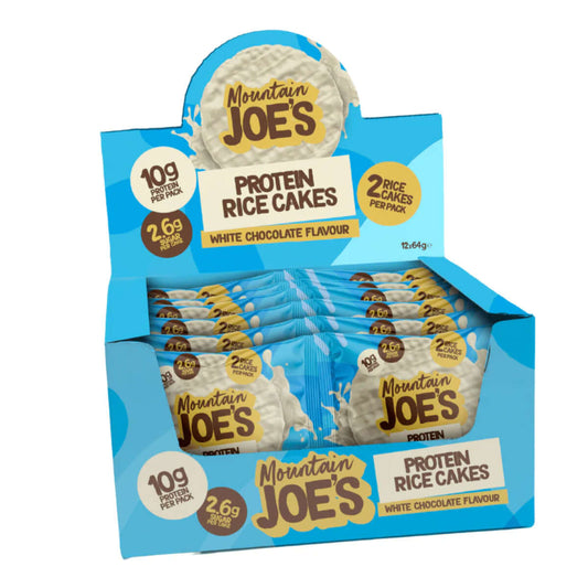 Mountain Joe's Protein Rice Cakes Size: 12 x 2 x 32g Flavour: White Chocolate