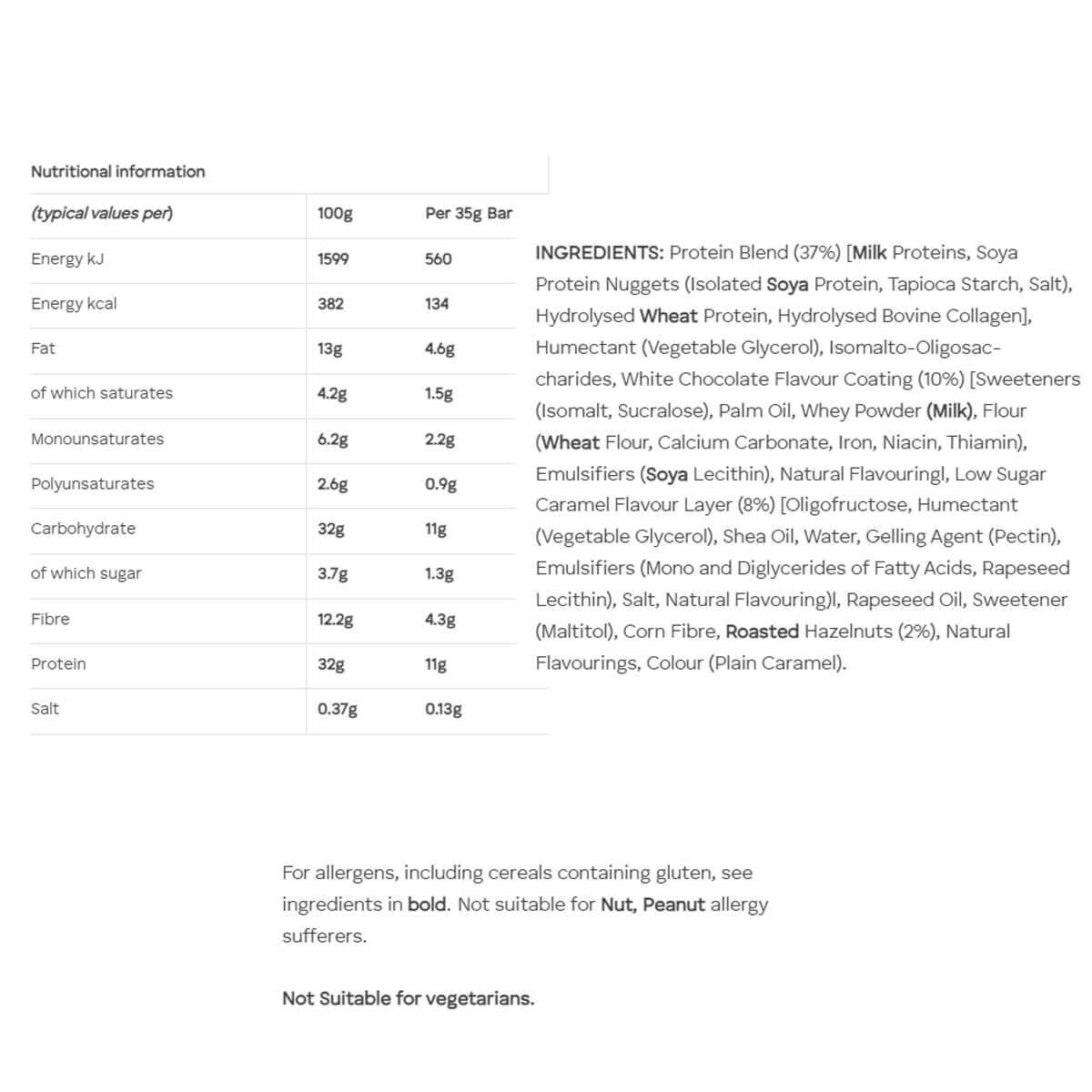 Mountain Joe's Snack Size Protein Bars Nutrition Facts