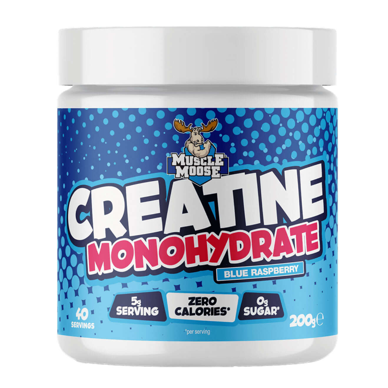 Muscle Moose Flavoured Creatine Size: 200g Flavour: Blue Raspberry