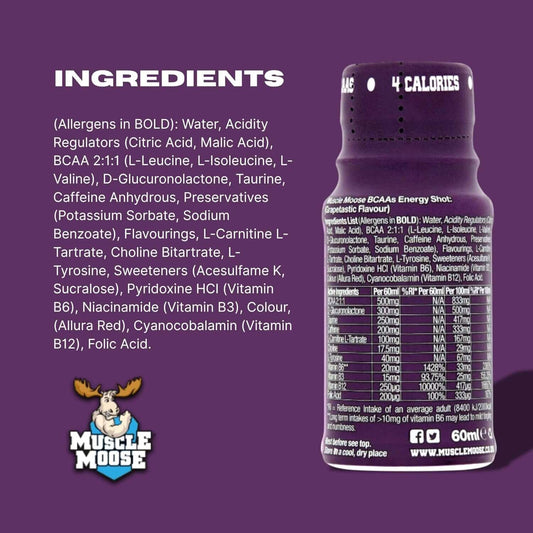 Muscle Moose Energy Shot Nutrition Facts