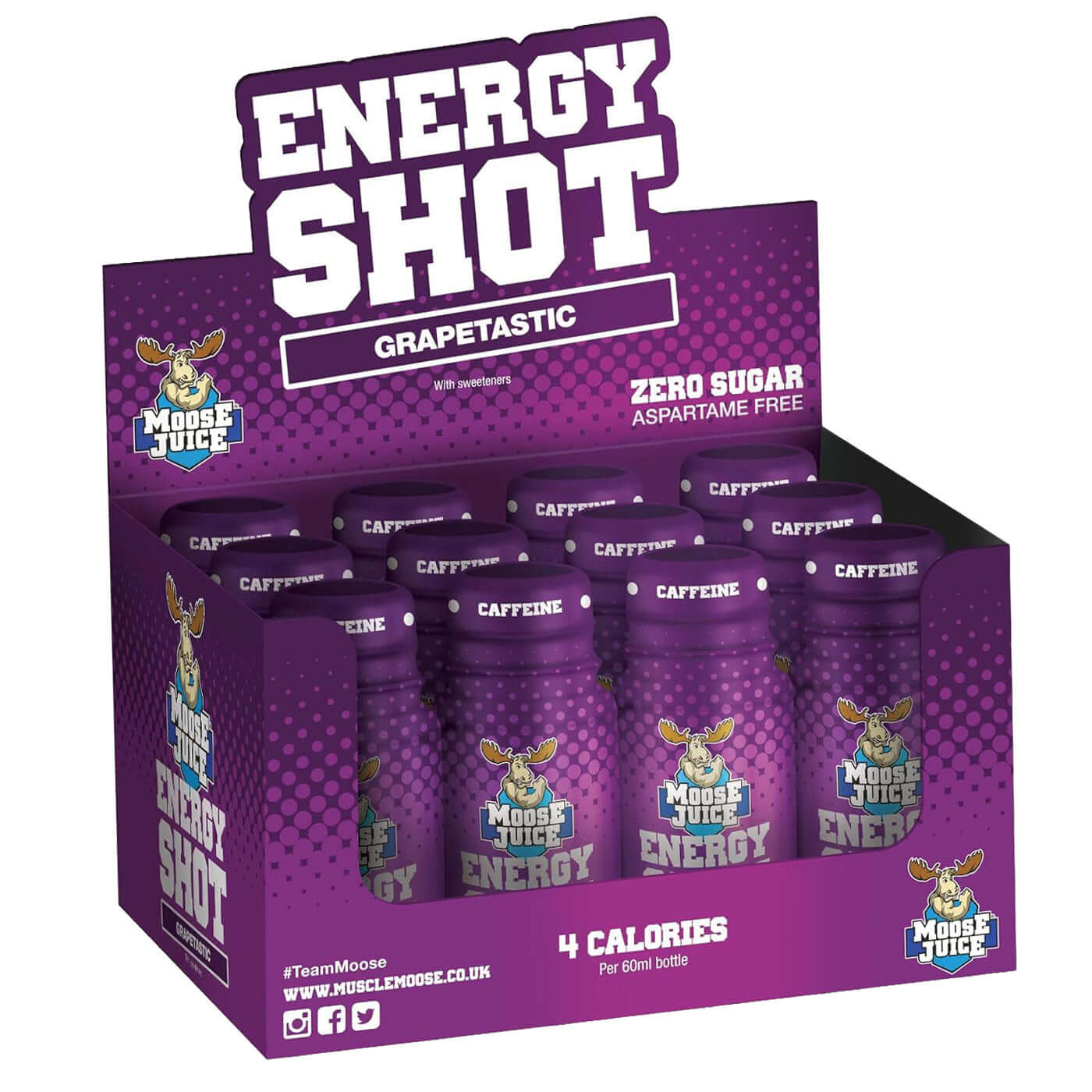 Muscle Moose Energy Shot Size: 12 x 60ml Flavour: Grapetastic