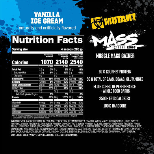 Mutant Mass Extreme 2500 Nutrition Facts