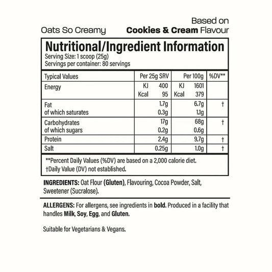 Trained By JP Oats So Creamy Nutrition Facts