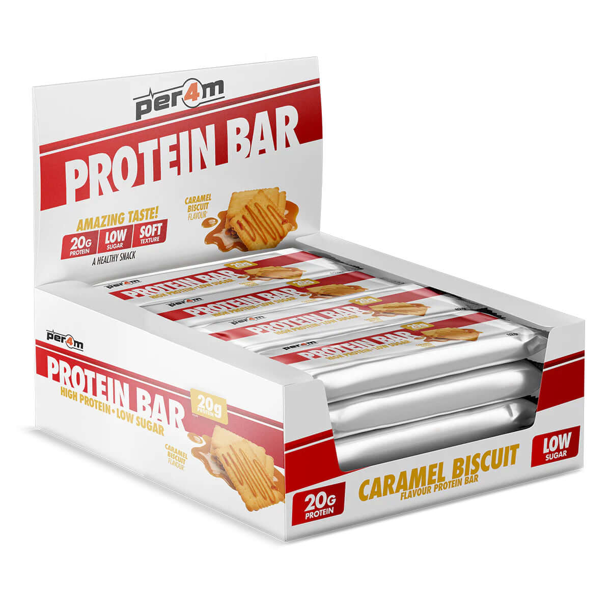 Per4m Protein Bars Size: 12 x 62g Flavour: Caramel Biscuit