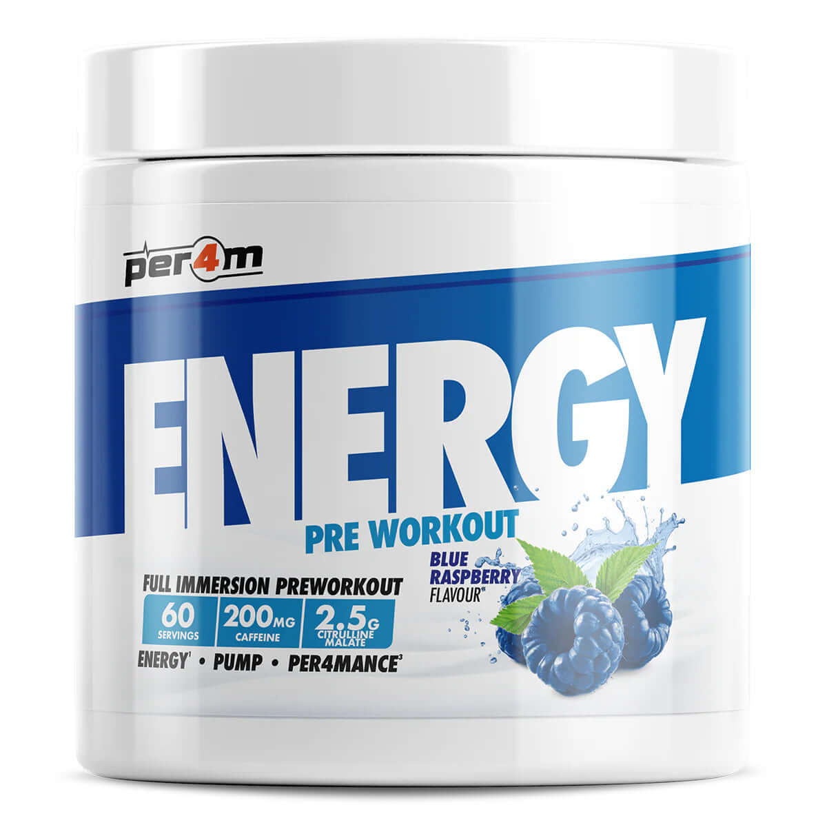 Per4m Energy Pre Workout Size: 390g Flavour: Blue Raspberry