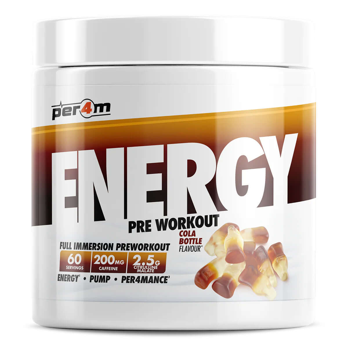 Per4m Energy Pre Workout Size: 390g Flavour: Cola Bottles