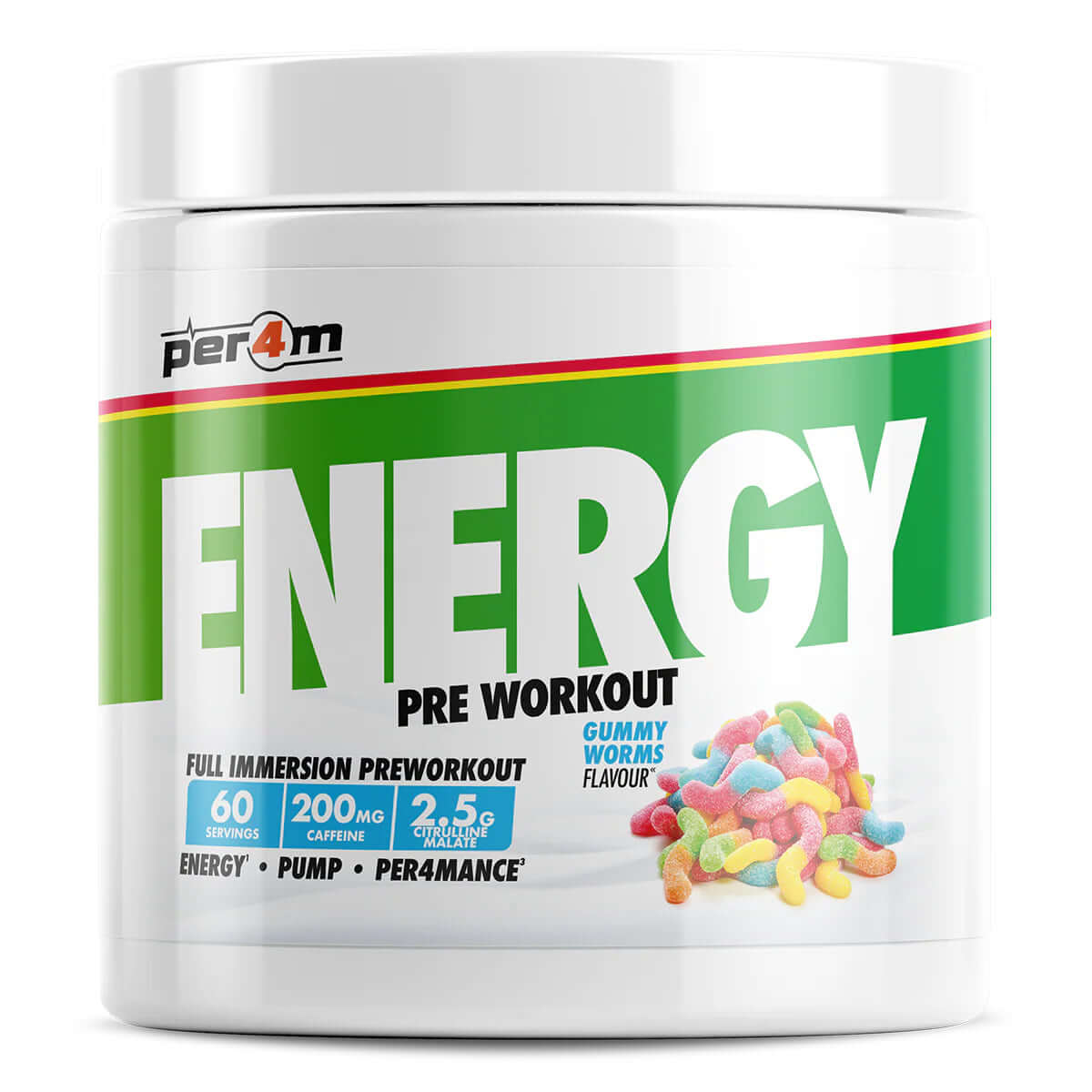 Per4m Energy Pre Workout Size: 390g Flavour: Gummy Worms