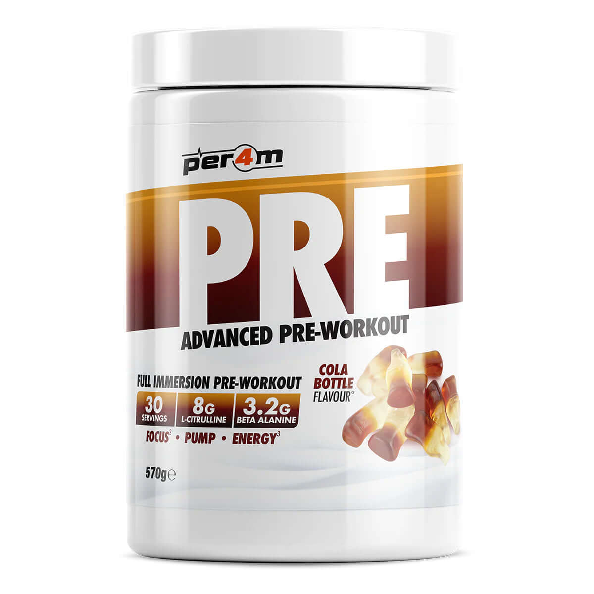 Per4m Pre Workout Size: 570g Flavour: Cola Bottle